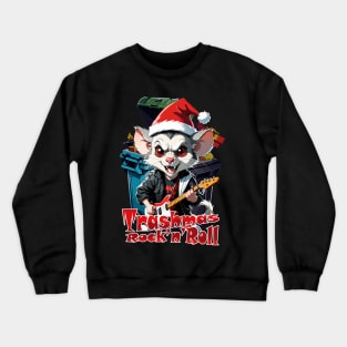 Trashmas Rock and Roll, Rat, opossum Crewneck Sweatshirt